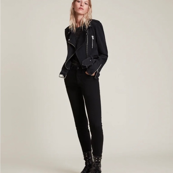 All Saints Balfern Cropped Denim Jacket - Picture 4 of 11
